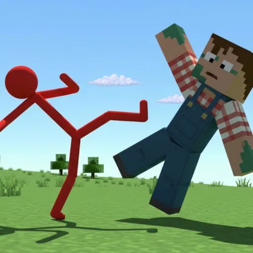 Red Stickman vs Craftmans
